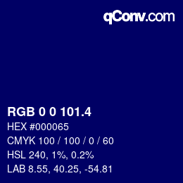 カラーコード: RGB 0 0 101.4 | qconv.com
