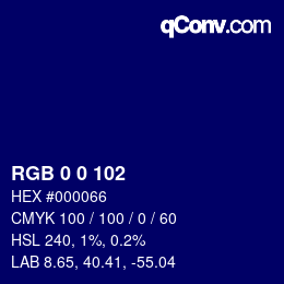 颜色代码: RGB 0 0 102 | qconv.com