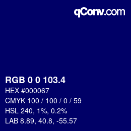 カラーコード: RGB 0 0 103.4 | qconv.com