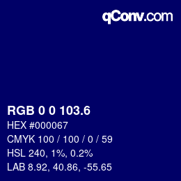 カラーコード: RGB 0 0 103.6 | qconv.com
