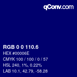 カラーコード: RGB 0 0 110.6 | qconv.com