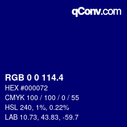 カラーコード: RGB 0 0 114.4 | qconv.com