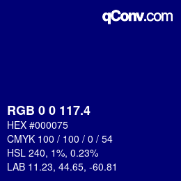 カラーコード: RGB 0 0 117.4 | qconv.com