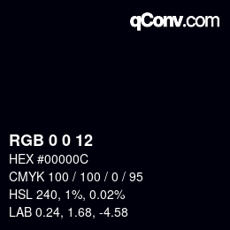 カラーコード: RGBA 0 0 12 1 | qconv.com