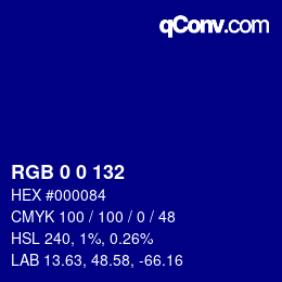 カラーコード: RGB 0 0 132 | qconv.com