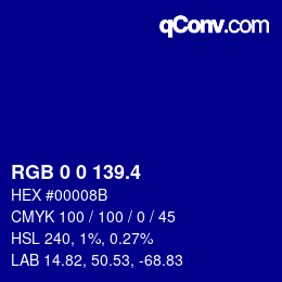 カラーコード: RGB 0 0 139.4 | qconv.com