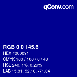 カラーコード: RGB 0 0 145.6 | qconv.com