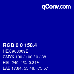 カラーコード: RGB 0 0 158.4 | qconv.com