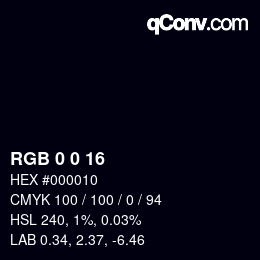 颜色代码: RGB 0 0 16 | qconv.com