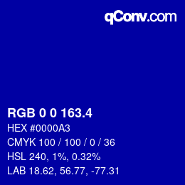 カラーコード: RGB 0 0 163.4 | qconv.com