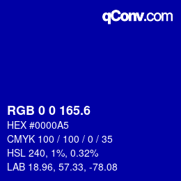 カラーコード: RGB 0 0 165.6 | qconv.com
