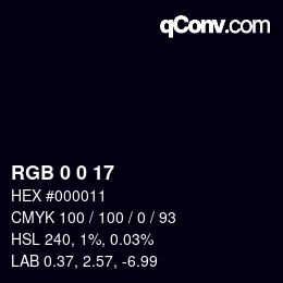 颜色代码: RGB 0 0 17 | qconv.com