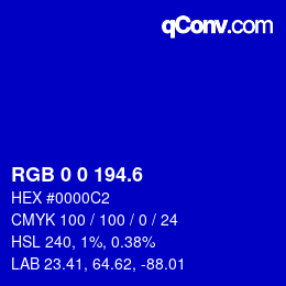 カラーコード: RGB 0 0 194.6 | qconv.com