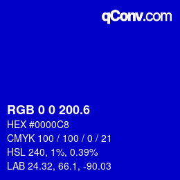 カラーコード: RGB 0 0 200.6 | qconv.com