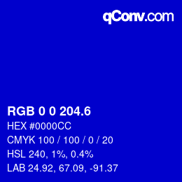 カラーコード: RGB 0 0 204.6 | qconv.com