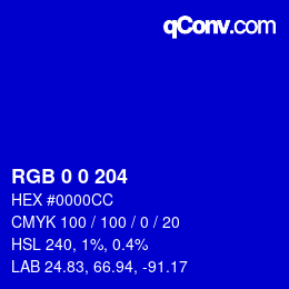 カラーコード: RGB 0 0 204 | qconv.com