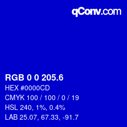 カラーコード: RGB 0 0 205.6 | qconv.com