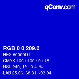 カラーコード: RGB 0 0 209.6 | qconv.com