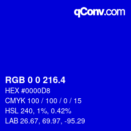 カラーコード: RGB 0 0 216.4 | qconv.com