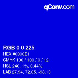 颜色代码: RGB 0 0 225 | qconv.com