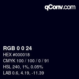 颜色代码: RGB 0 0 24 | qconv.com
