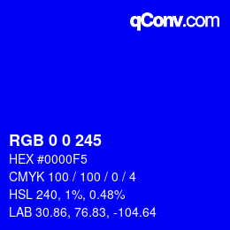 颜色代码: RGB 0 0 245 | qconv.com