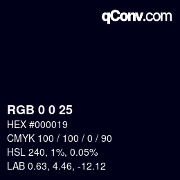 颜色代码: RGB 0 0 25 | qconv.com