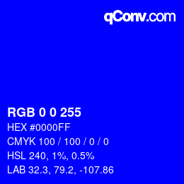 颜色代码: RGBA 0 0 255 1 | qconv.com