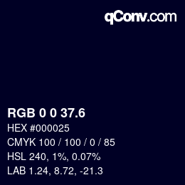 カラーコード: RGB 0 0 37.6 | qconv.com