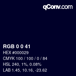 カラーコード: RGB 0 0 41 | qconv.com