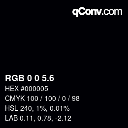 カラーコード: RGB 0 0 5.6 | qconv.com