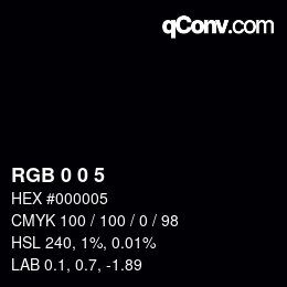 カラーコード: RGB 0 0 5 | qconv.com