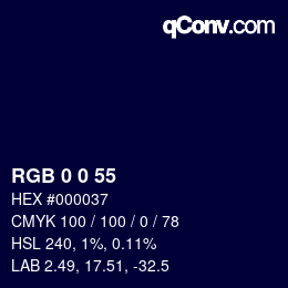 颜色代码: RGB 0 0 55 | qconv.com