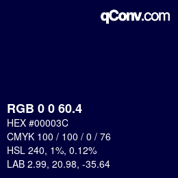カラーコード: RGB 0 0 60.4 | qconv.com