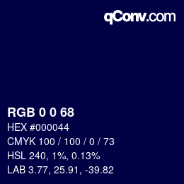 颜色代码: RGB 0 0 68 | qconv.com
