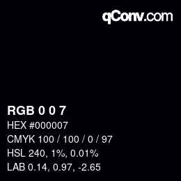 颜色代码: RGB 0 0 7 | qconv.com