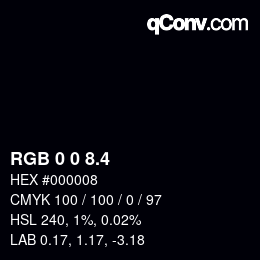 カラーコード: RGB 0 0 8.4 | qconv.com