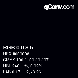 カラーコード: RGB 0 0 8.6 | qconv.com