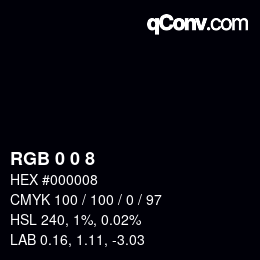 カラーコード: RGBA 0 0 8 1 | qconv.com