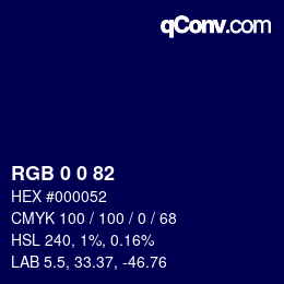 颜色代码: RGB 0 0 82 | qconv.com