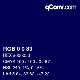 颜色代码: RGB 0 0 83 | qconv.com