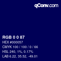 颜色代码: RGB 0 0 87 | qconv.com
