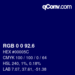 カラーコード: RGB 0 0 92.6 | qconv.com