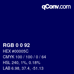 颜色代码: RGB 0 0 92 | qconv.com