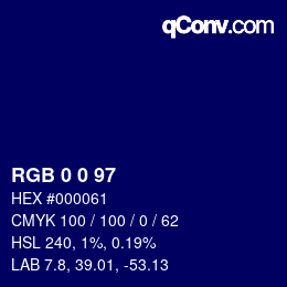颜色代码: RGB 0 0 97 | qconv.com