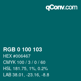Color code: RGB 0 100 103 | qconv.com