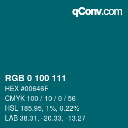 Color code: RGB 0 100 111 | qconv.com