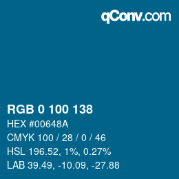 Color code: RGB 0 100 138 | qconv.com