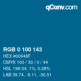 颜色代码: RGB 0 100 143 | qconv.com