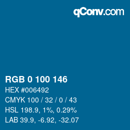 カラーコード: RGB 0 100 146 | qconv.com